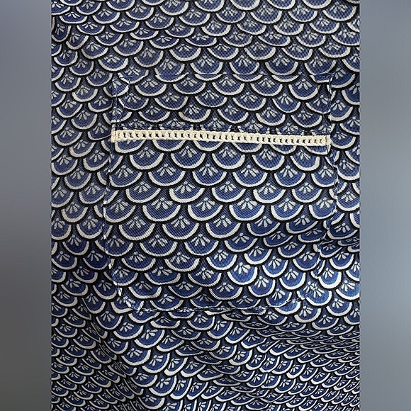 Brooks Brothers Geometric Floral Print Short Sleeve Blouse blue black white 6 - Picture 5 of 15